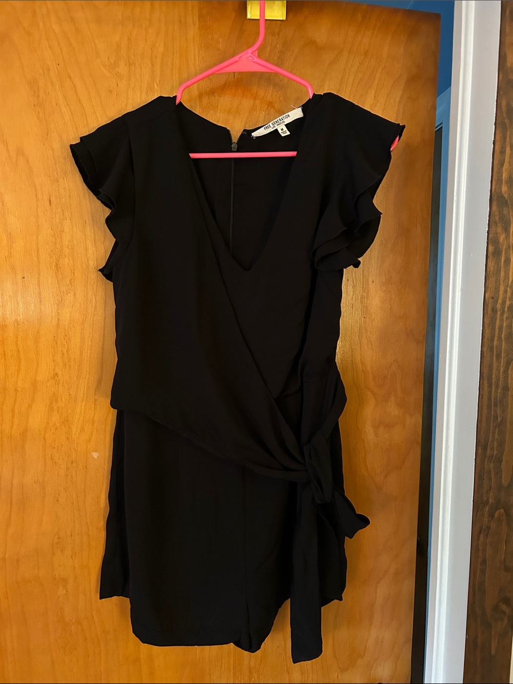 Women's Black Wrap Romper with Side Tie